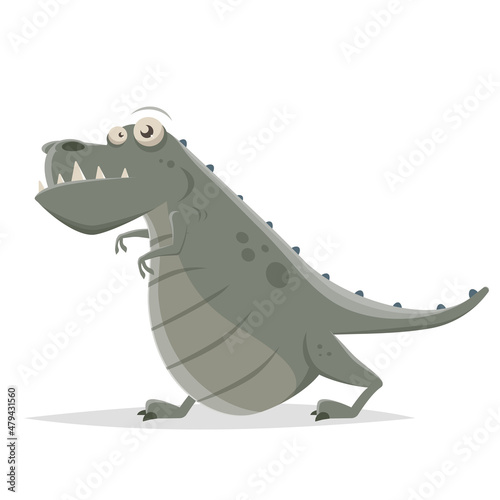 funny cartoon illustration of a dinosaur