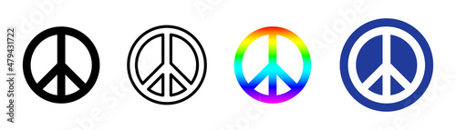 Peace sign collection. Hippie harmony element sign. Pacifism elements. Stock vector