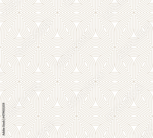 Linear Art Deco Simple Seamless Pattern Vector Vintage White Abstract Background. Decorative Geometric Thin Lines Elegant Boho Repetitive Wallpaper. Stylish Fashionable Grid Pattern Retro Illustration