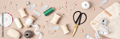 Фотография Sewing supplies and accessories for needlework