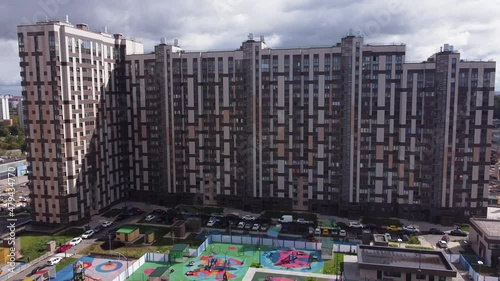 Shooting from the air. modern apartment building.
