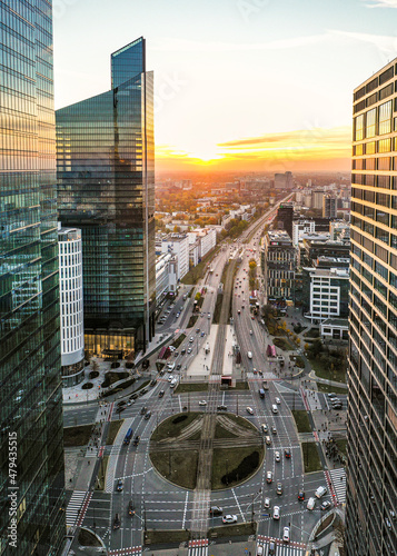 Warsaw skyscrapers in the city center before sunset © Krzysztof