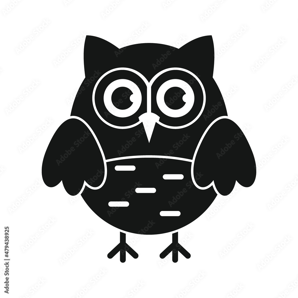 Emblem owl black simple silhouette vector icon Emblem owl black simple silhouette vector icon