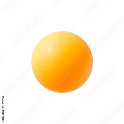 Orange ping pong ball isolated on white background without shadows photo