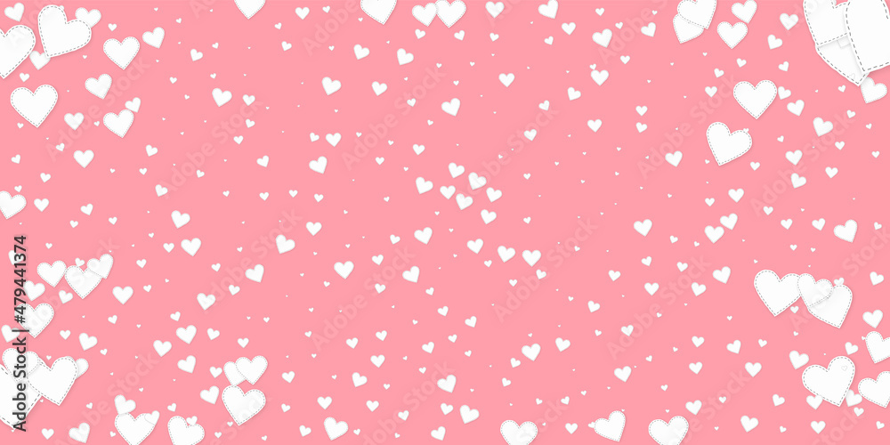 White heart love confettis. Valentine's day vignet White heart love confettis. Valentine's day vignet