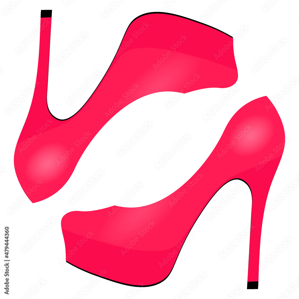 Illustration on a square background - beautiful shoes on a high platform and thin heels. Design Illustration on a square background - beautiful shoes on a high platform and thin heels. Design