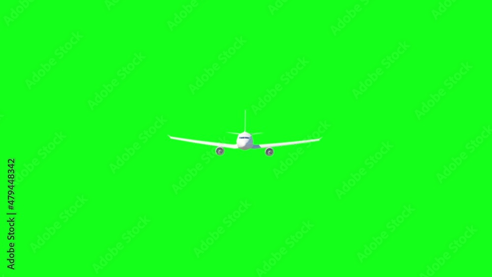 Fast Flying Airplane on Green Screen. 4K Animation Fast Flying Airplane on Green Screen. 4K Animation