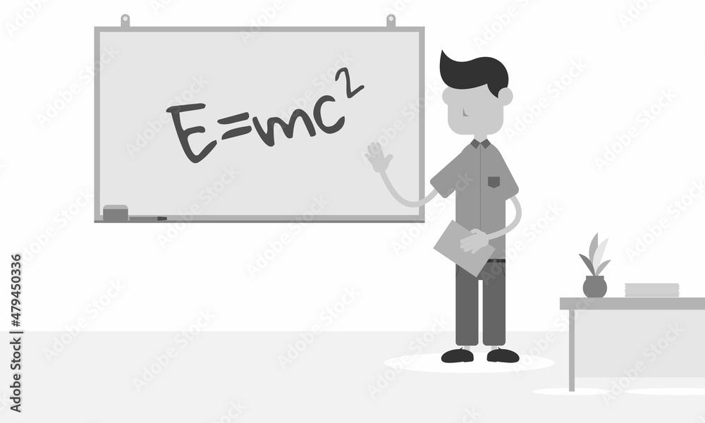 A male teacher is teaching in front of the class. Monochrome version A male teacher is teaching in front of the class. Monochrome version