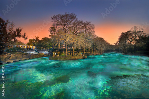 Photography Radium Springs Illuminated at Night, Albany, Georgia