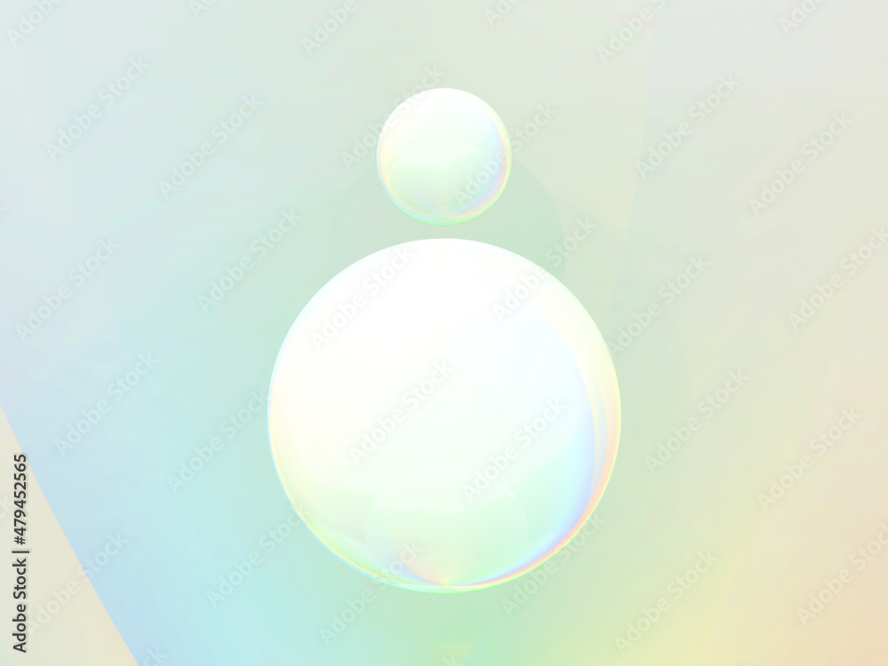Abstract rainbow gradient background with rainbow bright spheres - 3d illustration