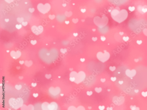 ピンクにハートキラキラの幻想的な背景 photo