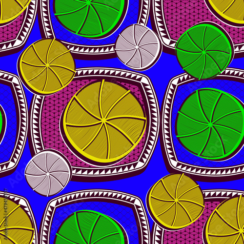 seamless pattern of african abstract circle beautiful, neat lines and  curves, abstract art and background, fashion artwork for print, vector file eps10.