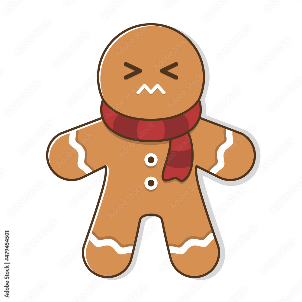 Obraz premium Flat Illustration Annoyed Gingerbread Man