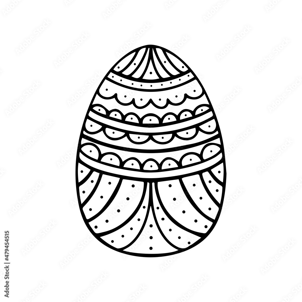 Line art easter doodle egg for decorative design.