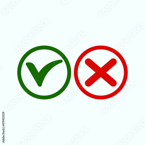 Check mark green and red line icons. Vector illustration. eps - Vector