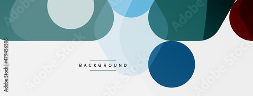 Color bubbles and rounded geometric shapes on white. Vector geometric minimal abstract background for wallpaper, banner, background, landing page