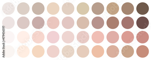 Skin tones palette. Paint texture. Fashion style. Beauty sphere. Graphic design. Vector illustration. Stock image. 
