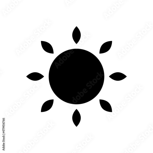 太陽の黒いシルエットアイコン。天気や明るさ調節。
