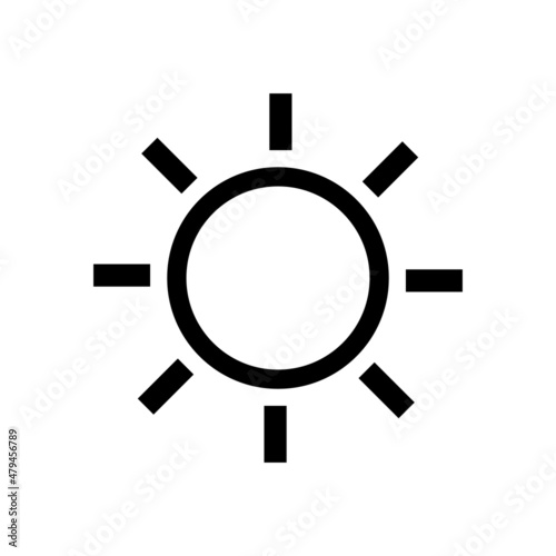 天気や明るさ調節の太陽のアイコン。ベクター。