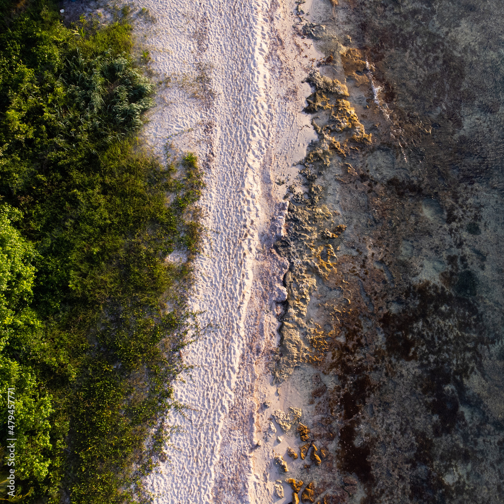 Aerial photo of the beach of the island of Cozumel Aerial photo of the beach of the island of Cozumel