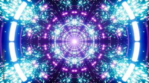 Slika na platnu Trippy Neon Light Tunnel VJ Background