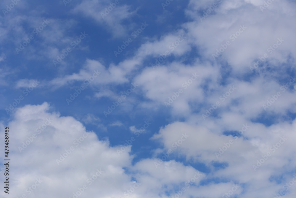 Blue sky with white clouds in the daytime background.