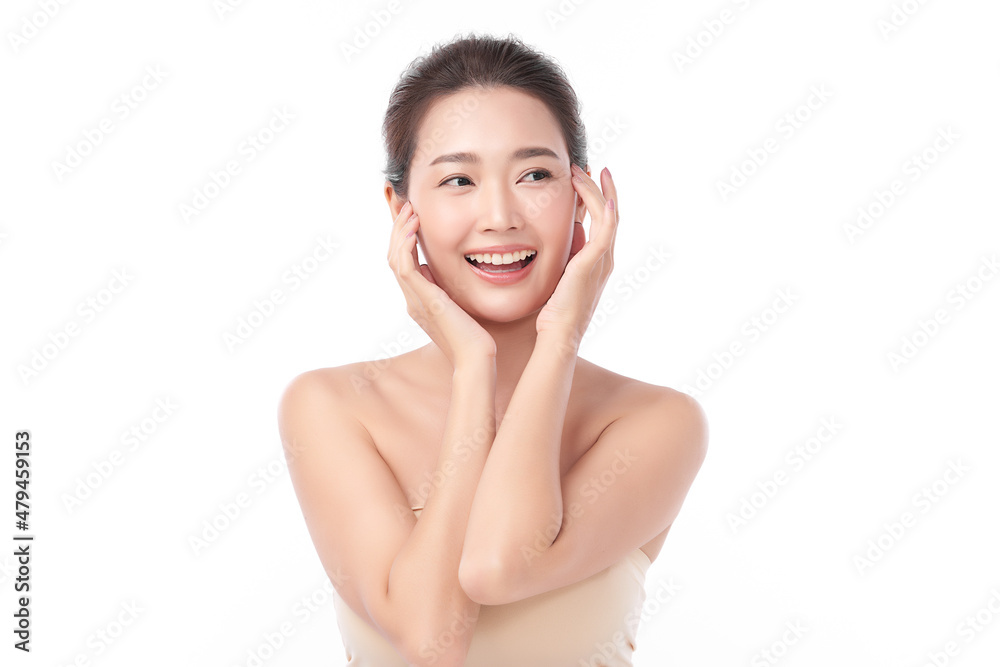 Beautiful young asian woman with clean fresh skin on white background, Face care, Facial treatment, Cosmetology, beauty and spa, Asian women portrait. Beautiful young asian woman with clean fresh skin on white background, Face care, Facial treatment, Cosmetology, beauty and spa, Asian women portrait.