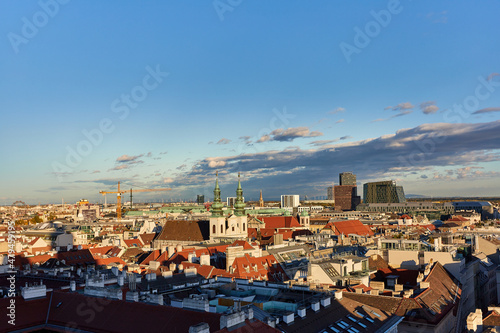 Aerial view over the rooftops of Vienna from the north tower of St. Stephen s Cathedral