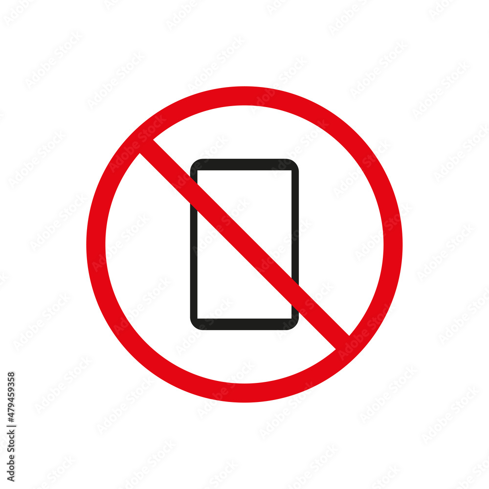 No phone sign. Gadget icon. Red circle. Flat art. Forbidden concept. Public information. Vector illustration. Stock image. No phone sign. Gadget icon. Red circle. Flat art. Forbidden concept. Public information. Vector illustration. Stock image.