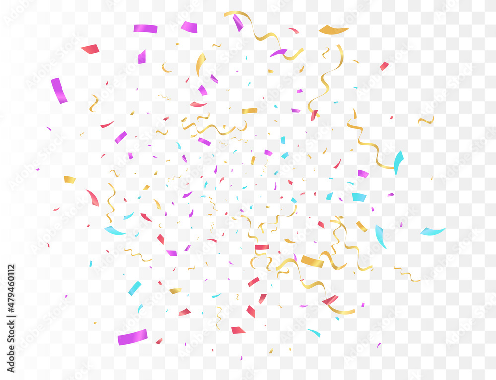 Confetti burst explosion On Transparent Background Color flying ribbons and streamers. Birthday party vector background Confetti burst explosion On Transparent Background Color flying ribbons and streamers. Birthday party vector background