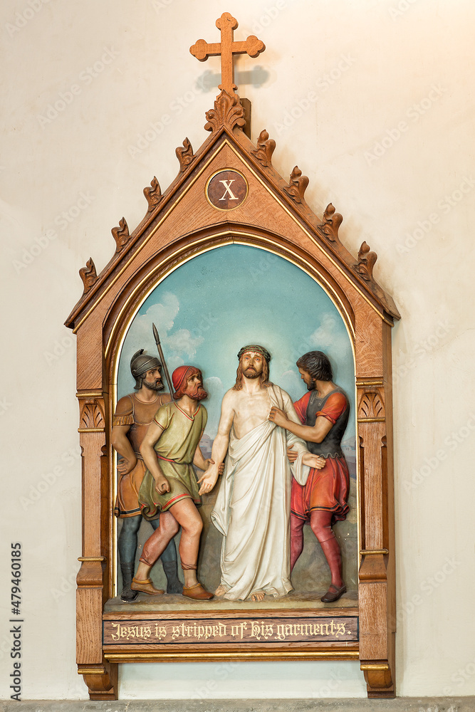 Panel depicting one of the stages of the Stations of the Cross