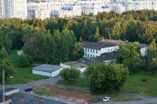 provincial city of Russia with high-rise buildings in the evening