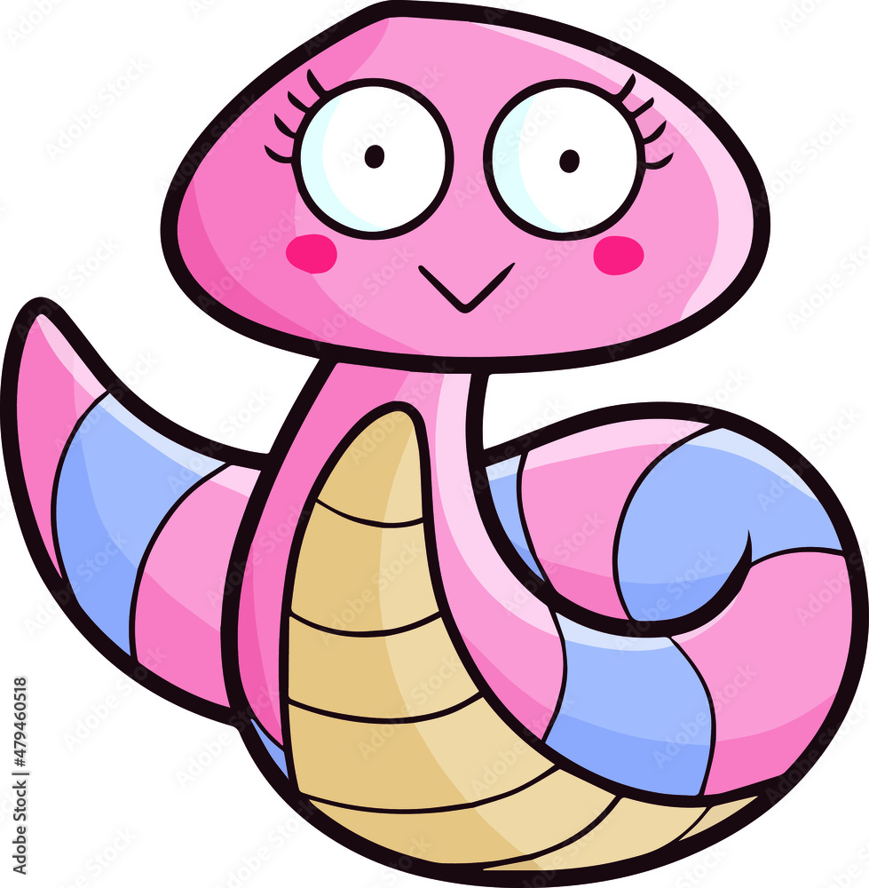 Obraz premium Cute snake from front view cartoon vector