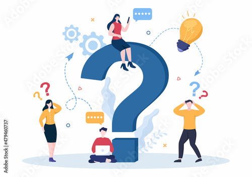 Problem and Solution in Business Solving to Look Ideas with the Concept of Teamwork Can use for Web Banner or Background Flat Illustration