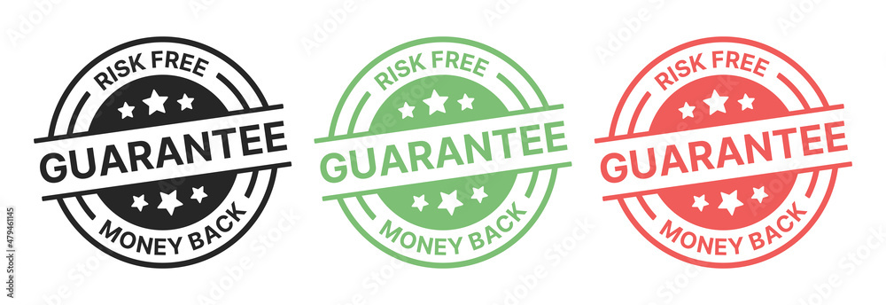 Guarantee stamp. Risk free money back seal Guarantee stamp. Risk free money back seal