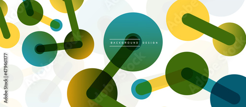 Abstract background. Round dots connected by lines. Trendy techno business template for wallpaper, banner, background or landing