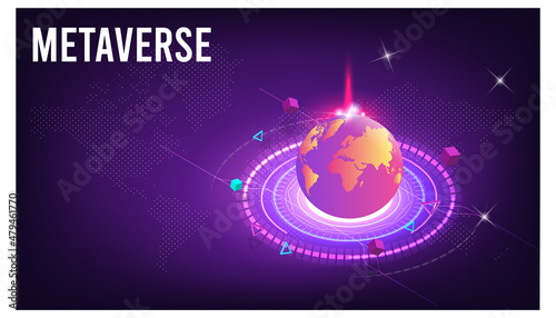 Concept of Future digital technology metaverse, colorful background. Vector illustration eps10