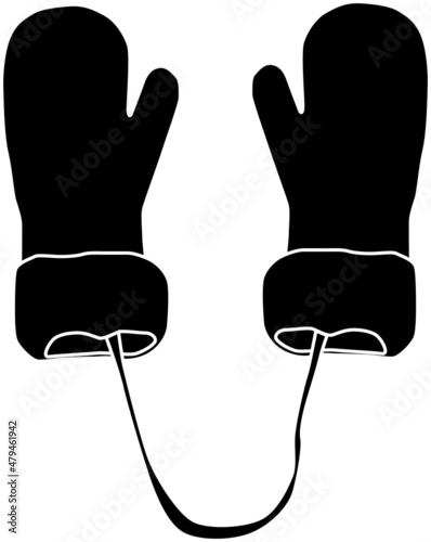 紛失防止の紐がついた手袋「シルエット」