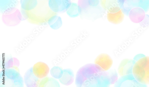 水彩で描いた水玉模様(虹色）