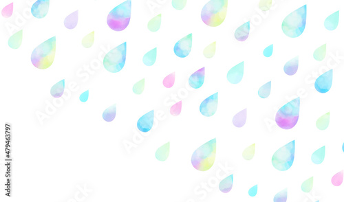 水彩で描いた雫模様(虹色のしずく）水玉