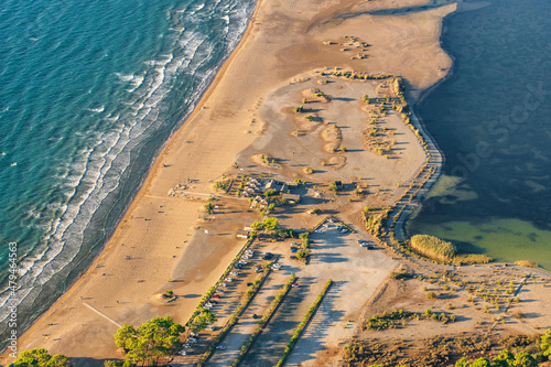 Fototapeta Naklejka Na Ścianę i Meble -  Aerial view of the Iztuzu turtle beach near Dalyan village, Turkey