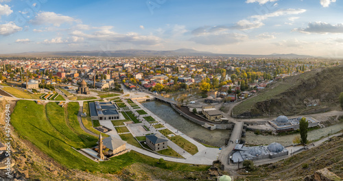 Big panorama of the Kars city, Eastern Anatolia, Turkey