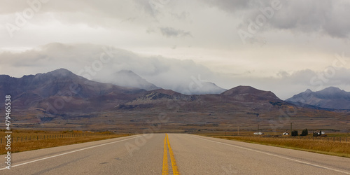 Highway through Canadian Mountains landscape. Horizontal shot