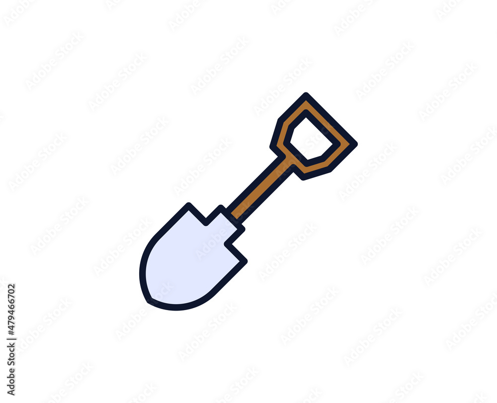 Shovel flat icon. Single high quality outline symbol for web design or mobile app.  House thin line signs for design logo, visit card, etc. Outline pictogram EPS10