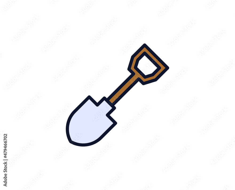 Shovel flat icon. Single high quality outline symbol for web design or mobile app. House thin line signs for design logo, visit card, etc. Outline pictogram EPS10 Shovel flat icon. Single high quality outline symbol for web design or mobile app. House thin line signs for design logo, visit card, etc. Outline pictogram EPS10