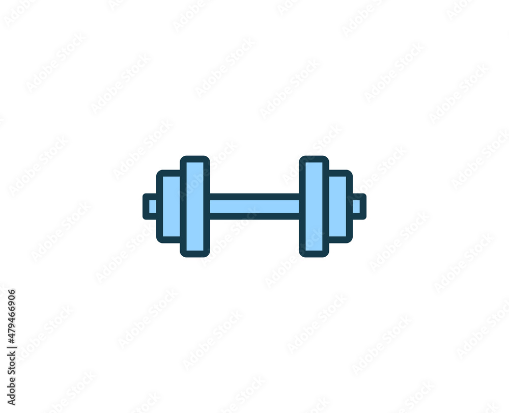Dumbbell line icon. High quality outline symbol for web design or mobile app. Thin line sign for design logo. Color outline pictogram on white background Dumbbell line icon. High quality outline symbol for web design or mobile app. Thin line sign for design logo. Color outline pictogram on white background