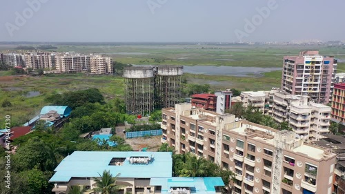 Apartment Buildings In Palghar Town At Daytime In Konkan, Maharashtra, India. - aerial photo