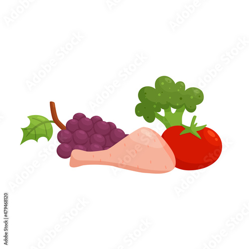 Balanced diet for healthy vitamin nutrition, consisting of various food