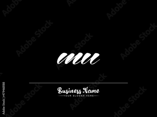 Letter MU Logo Image, New Mu m u Initial letter handwriting and signature logo design