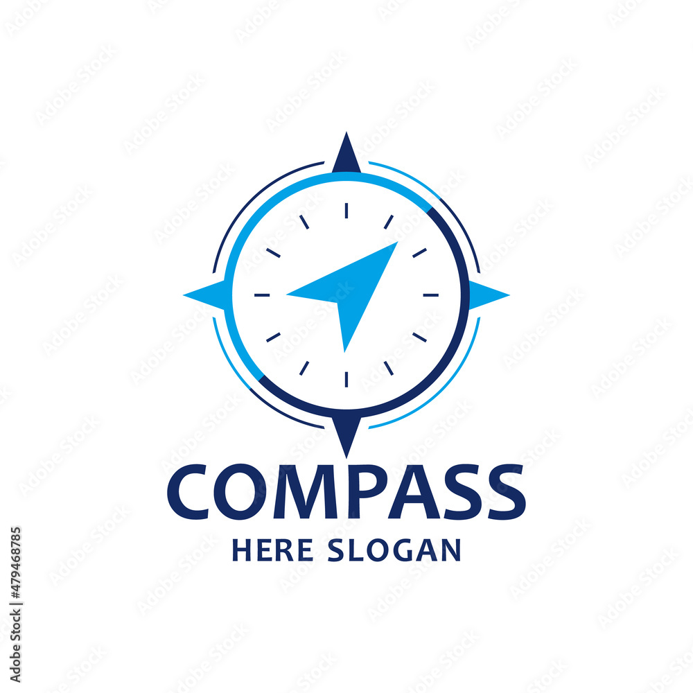 Compass logo design template. Vector illustration on white